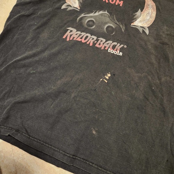 VTG Y2K Razor-Back Tools FADED DISTRESSED Mens L Large Black Graphic T Shirt - Picture 8 of 10